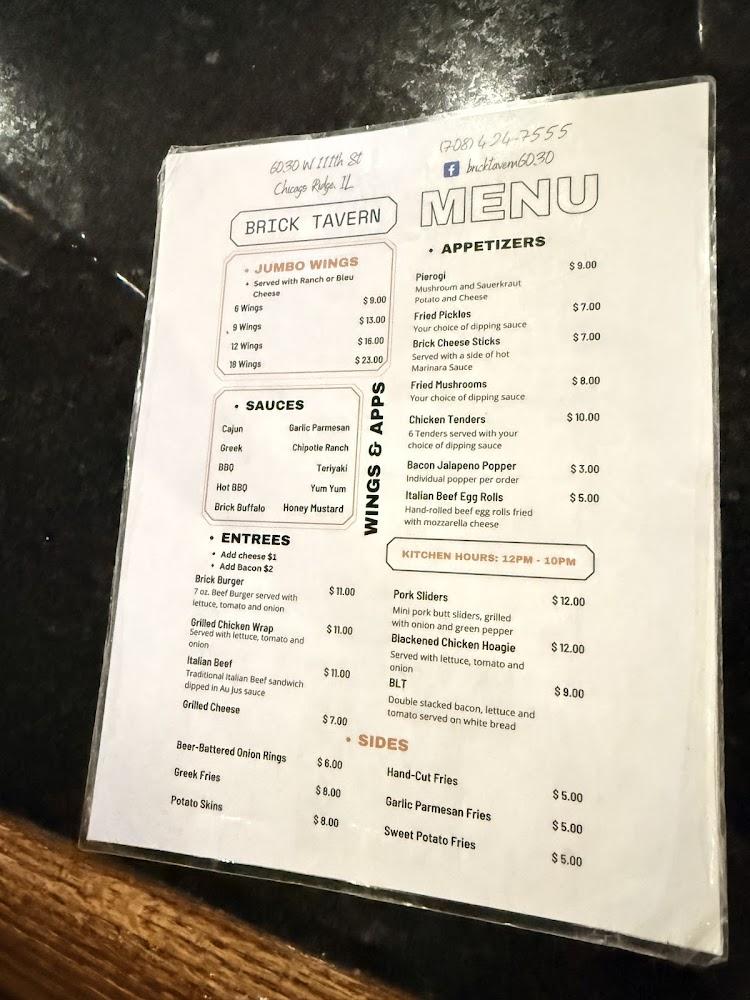 The Brick Tavern Menu image 2